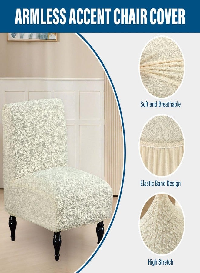 Lussenwert Armless Accent Chair Cover Stretch Slipper Chair Cover Without Arms Jacquard Armless Chair Slipcover Furniture Protector Covers for Living Room Bedroom Hotel, 1 Pack, Beige - Image 5